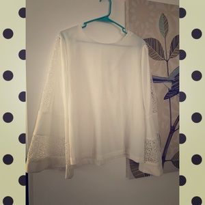 White long lace sleeve dress blouse